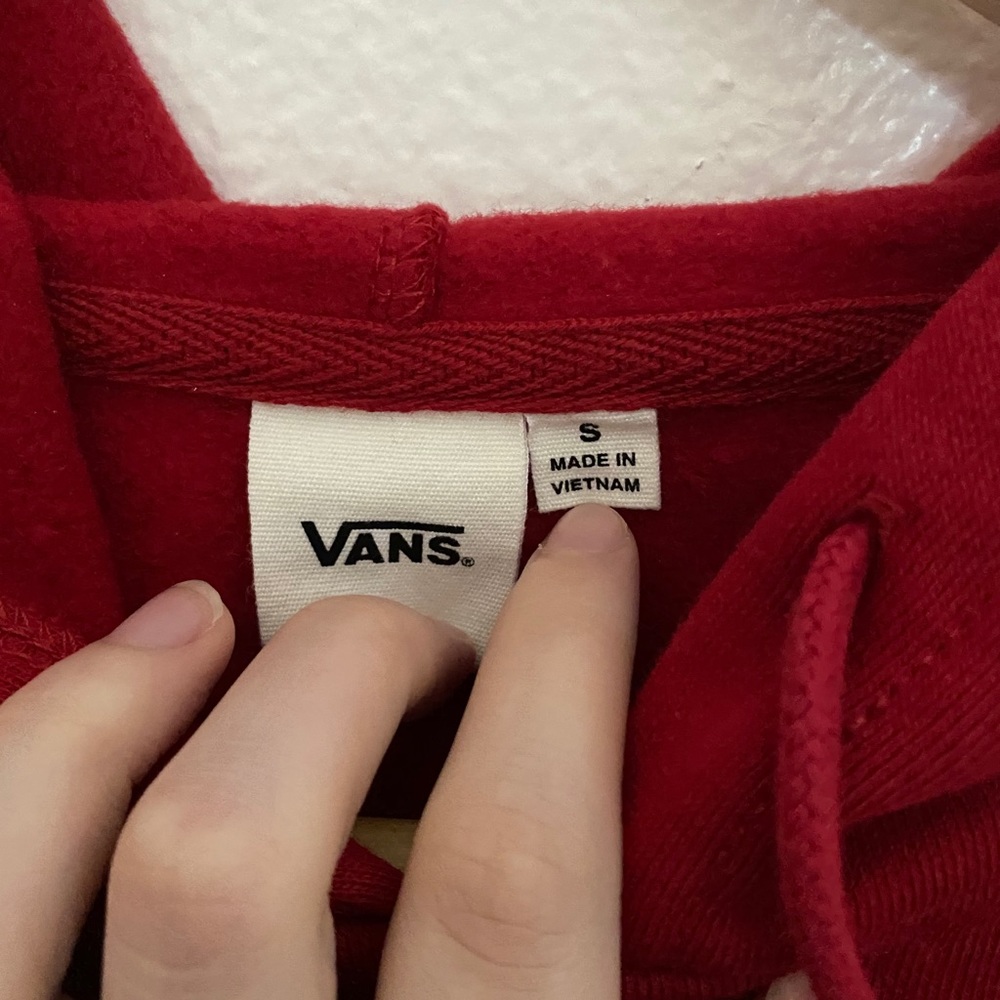 red cropped vans hoodie